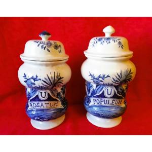 Pair Of Covered Apothecary Jars  