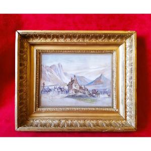 Watercolor Painting Of The Passage Of The Great Saint Bernard