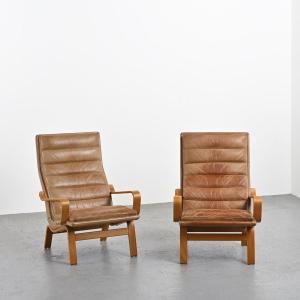 Pair Of Contino Model Armchairs By Yngve Ekström Circa 1970