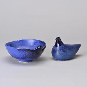 Set Of Two Ceramic Birds, Gérald Olivier, Switzerland, Circa 1970
