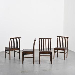 Set Of 4 Chairs By Isamu Kenmochi, Akita Mokko Edition, Japan 1970 