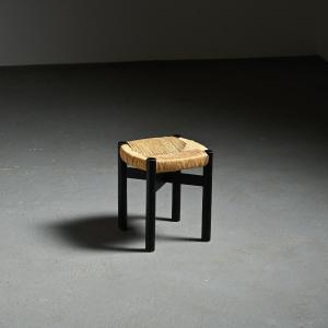 Méribel Stool In Black Ash, Charlotte Perriand, 1950