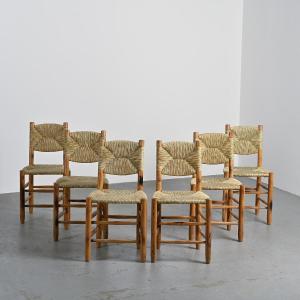 Set Of 6 Bauche Model Chairs By Charlotte Perriand, Circa 1960