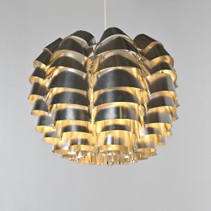 Orion Model Pendant Light In Aluminium By Max Sauze, France, Circa 1970