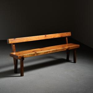 Solid Pine Bench By Christian Durupt, Circa 1960