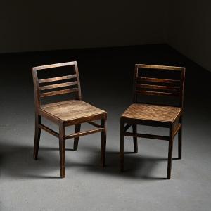 Pair Of 103 Chairs In Stained Beech By René Gabriel, Circa 1943 