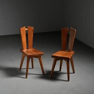 Pair Of Chairs By Christian Durupt, Méribel Circa 1960