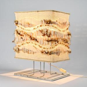  Woven Textile And Chrome Table Lamp By Max Sauze, Circa 1970 