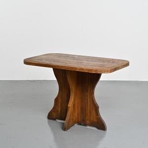 Solid Wood Dining Table, French Alps, Circa 1970