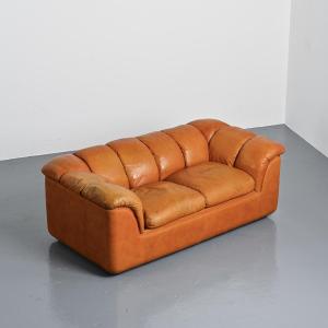 Leather Cocker Sofa, Franco Bresciani For Poltrona Frau, 1970s