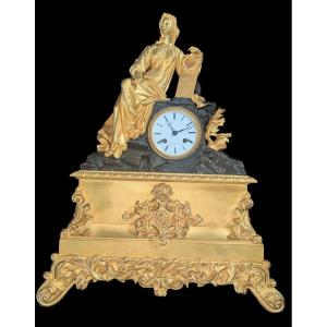 Large Restoration Clock Under A Glass Dome