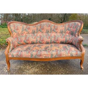 Small Louis Philippe Bench In Good Condition - Solid Walnut - Solid And Stable