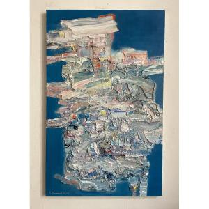 Fougerand "bounce" Oil On Canvas 116 X 73 Cm 