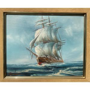 Oil On Canvas Painting Of The Tall Ship By Rupert Hydam 