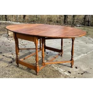 Burgundy Oak Drop-leaf Winegrower's Tables For 6 People
