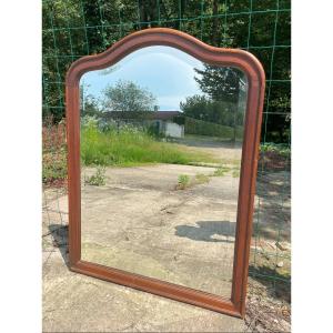 Large Beveled Mirror And Frame In Good Condition And In Walnut 