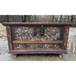 Painted Wooden Chest, Alsace, 19th Century