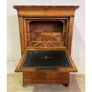 19th Century Louis Philippe Secretary In Solid Walnut And Veneer