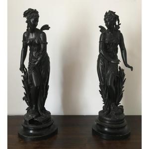 2 Sculptures By Bouret "women"