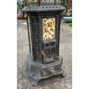 Faure Revin Cast Iron And Earthenware Frying Pan In Good Condition. Height 79 Cm