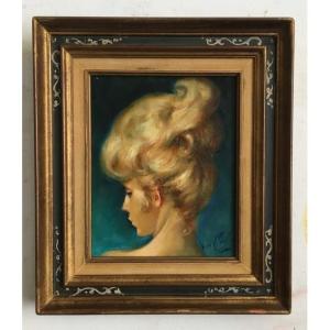 Van Cleef & Arpels Oil Painting On Canvas "portrait Of Madame" 