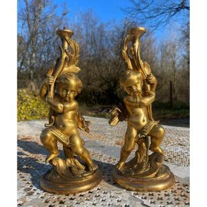 2 Bronze Angels For Lamps 