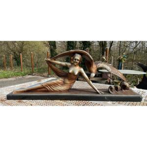 1930 Plaster Sculpture "the Woman Who Takes Flight" 