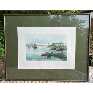 Signed Litho Of Boats