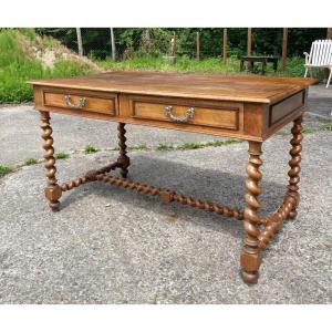 Louis XIII Style Desk In Solid Walnut
