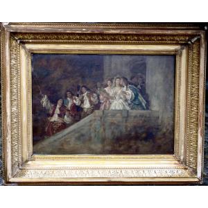 Louis Georges Brillouin "the Ball" Oil On Panel 19th