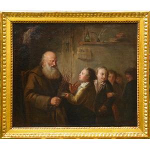 "the Schoolmaster" Oil On Canvas, 18th Century