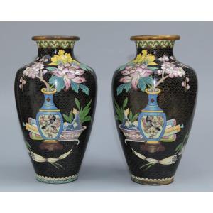 China, Pair Of Cloisonné Enamel Vases