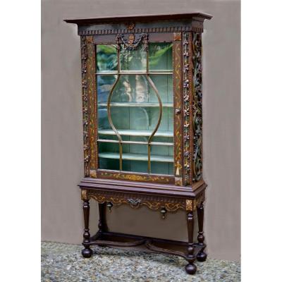 Nineteenth Showcase On Polychrome Carved Wood Console