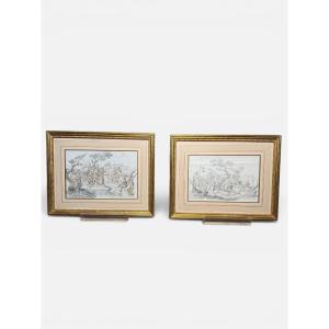 Pair Of Italian Drawings. 18th Century