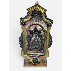 Reliquary. Italy. 18th Century. Silver And Gilt Bronze
