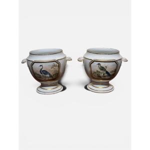 Pair Of Planters. Porcelain. Royal Worcester. England. 19th Century