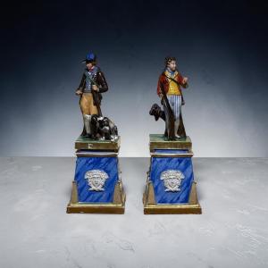 Pair Of Hunters. Porcelain. France, 19th Century.