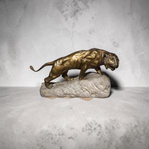 Snow Tiger. Gilded Bronze And Marble. Victor Rousseau