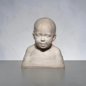 Child's Head. Marble, 19th Century.
