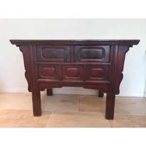 China, Furniture With Offerings, Elm, XIX °.