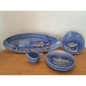 Longchamps, Fish Service, Earthenware, XX°.