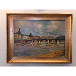 Maurice Pouzols, Le Pont De La Guilliotière, Lyon, Oil On Canvas, 1927.