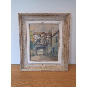 Half-timbered House, Watercolor, Early 20th Century.