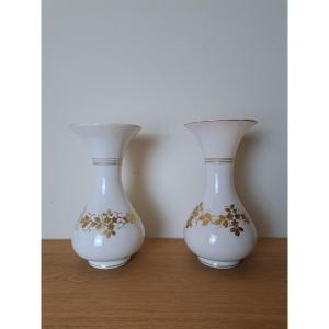 Pair Of Large Baluster Vases, Opaline, Restoration Period, 19th Century.