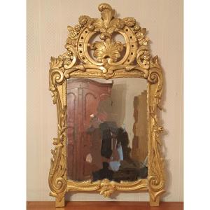 Provençal Mirror, Said From Beaucaire, Wood And Golden Stucco, Louis XV, XVIII°.