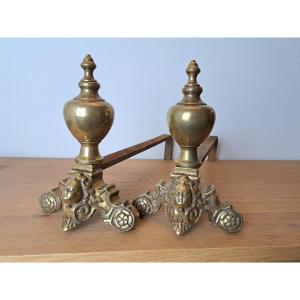 Small Pair Of Andirons With Marmosets, Bronze, Iron, XVII°.