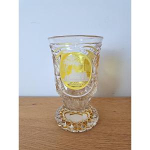 Bohemian Crystal, Glass With Historical Monuments, 19th Century.