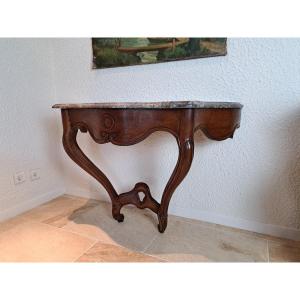 Wall Console, Walnut Wood, Louis XV, 18th Century. 