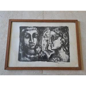Gelas, The Three Faces, Lithograph, 20th Century.