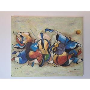 Mariel Chapot, The Musicians, Oil On Canvas, 20th Century.
